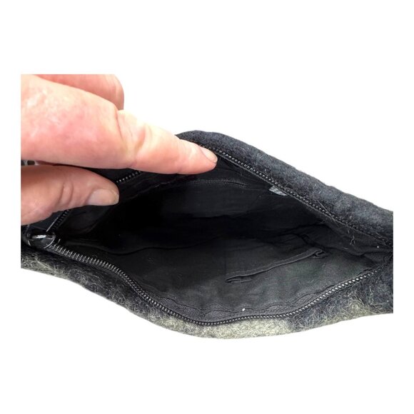 Nepal Handmade Felted Wool Tote Shoulder Bag Brown Gray Blue Flower Floral Purse - Picture 4 of 11